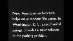 United States, c.1951: Park-O-Mat, a garage in Washington, D.C. provides a solution to parking in crowded cities. Stock Footage