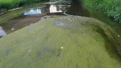 Low drone flight over small river - Stock Video Stock Footage