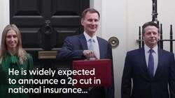 Chancellor Jeremy Hunt appears outside 11 Downing Street as he prepares to deliver Budget News Clip