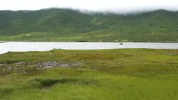 Panoramic view of Lake Rausu, Shiretoko National Park in Hokkaido Stock Footage