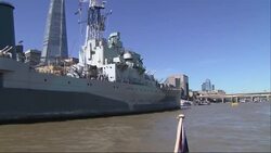Shots of River Thames from Boat on the River on Sunny Spring Day News Clip
