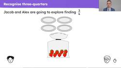 Find three-quarters of an object, shape, set of objects or quantity Instructional Video