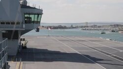 Flight deck of HMS Queen Elizabeth aircraft carrier News Clip