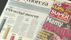 CLEAN : Polish newspapers headline about PiS victory News Clip