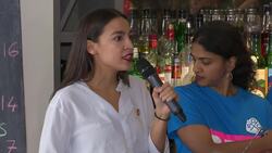 Ocasio-Cortez mixes drinks in push for wage hike News Clip