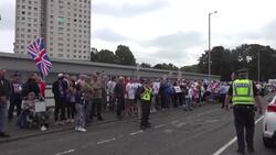 Anti-racism demonstrators stage counter-protest outside asylum seekers hotel News Clip