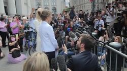 Victims and lawyers speak outside the court after Ghislaine Maxwell is sentenced to 20 years for helping Epstein News Clip