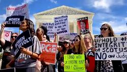 Protesters Demonstrate Against President Trump's Supreme Court Nominee Brett Kavanaugh At The Supreme Court Stock Footage