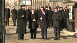 CLEAN : German Chancellor Angela Merkel visits Auschwitz for first time News Clip