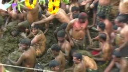 VOICED : Batalla de bosta de vaca en un pueblo indio News Clip