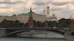 Kremlin stock shots across the Moskva River News Clip