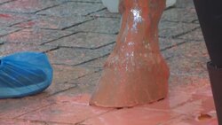 CLEAN : In Paris a sculpture by Charles Ray sprayed with paint by climate activists News Clip