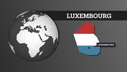 Earth Sphere Map and Luxembourg Country Map with National Flag Stock Footage