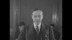 During Great Depression, politician Newton D Baker speaks at Children's Aid Society, organization for young unemployed men, in NY City News Clip