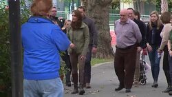 The Duchess of Cambridge visits Sayers Croft Forest School and Wildlife Garden Stock Footage