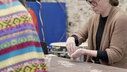Woman shaping clay in studio Stock Footage