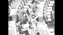 UN delegates voting; 1950s, maybe 1953 News Clip