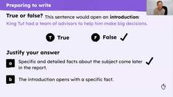 Writing the introduction of a non-chronological report about King Tut Instructional Video