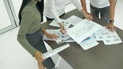 Business people meeting team together. Businessman and businesswoman sharing ideas together. concept of productivity development, analysis planning and creativity. Stock Footage