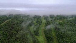 The low clouds over mountains in Poconos, Appalachian, Pennsylvania, Carbon County, USA. Stock Footage