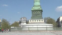 CLEAN : Coronavirus: Paris's Place de la Bastille near-empty on day 24 of lockdown News Clip