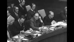 US, UK delegates to the United Nations listen to Soviet delegate Valerian Zorin during a debate on Korean issues News Clip