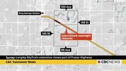 Surrey-Langley SkyTrain extension closes part of Fraser Highway News Clip