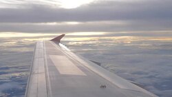 Airplane wing on sky Stock Footage