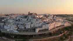 Stunning Drone Views of Ostuni, the White City of Puglia, Italy Stock Footage
