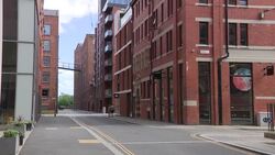 Industrial revolution era buildings in central Manchester News Clip