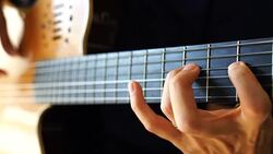 Musician playing classic guitar Stock Footage