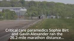 Paramedics run marathon on Coventry Airport runway News Clip