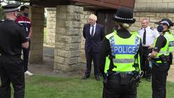 Boris Johnson greets officers and police dog on Scotland visit News Clip