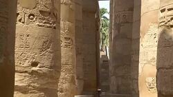 Karnak Temple in Luxor, Egypt. The Karnak Temple Complex, commonly known as Karnak, comprises a vast mix of decayed temples, chapels, pylons, and other buildings in Egypt. Stock Footage