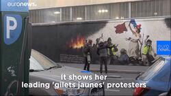Gilets jaunes: New Paris mural shows Lady Liberty leading protesters News Clip