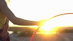 girl with Hoop in nature Stock Footage