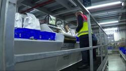 UK: Boris Johnson PM visits a Tesco distribution centre in Erith. News Clip