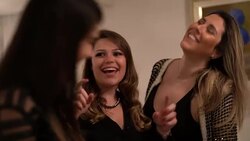 Girls having fun on house party Stock Footage