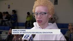 Visually impaired students take part in basketball workshop with LaGuardia Community College team News Clip
