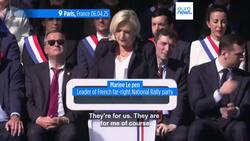 Le Pen slams embezzlement conviction as 'witch hunt' in Paris rally News Clip