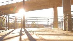 Jogging on a big bridge. Stock Footage