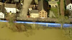 Aerial shots of water levels along the River Severn... News Clip