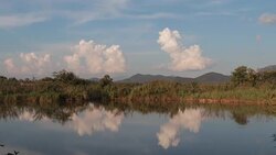 Dramatic stormy scenery countryside at reservoir and  beautiful clouds Stock Footage