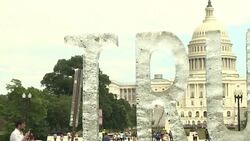 CLEAN : Melting ice sculpture protests fake news at US Capitol News Clip