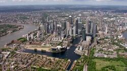 Aerial views of Canary Wharf and London's financial district News Clip