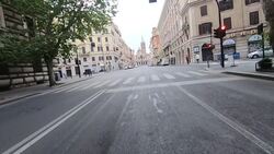 Driving shots through deserted Rome city streets News Clip