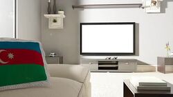 Couch and TV With Flag of Azerbaijan Stock Footage