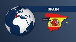 Earth Sphere Map and Spain Country Map with National Flag Stock Footage