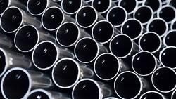 Metal pipe. Round section profile. Stock Footage