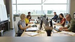 Business people using technologies in office Stock Footage